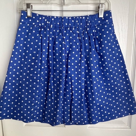 J. Crew linen skirt, size 2.   Blue with white polka dots. - Picture 2 of 9